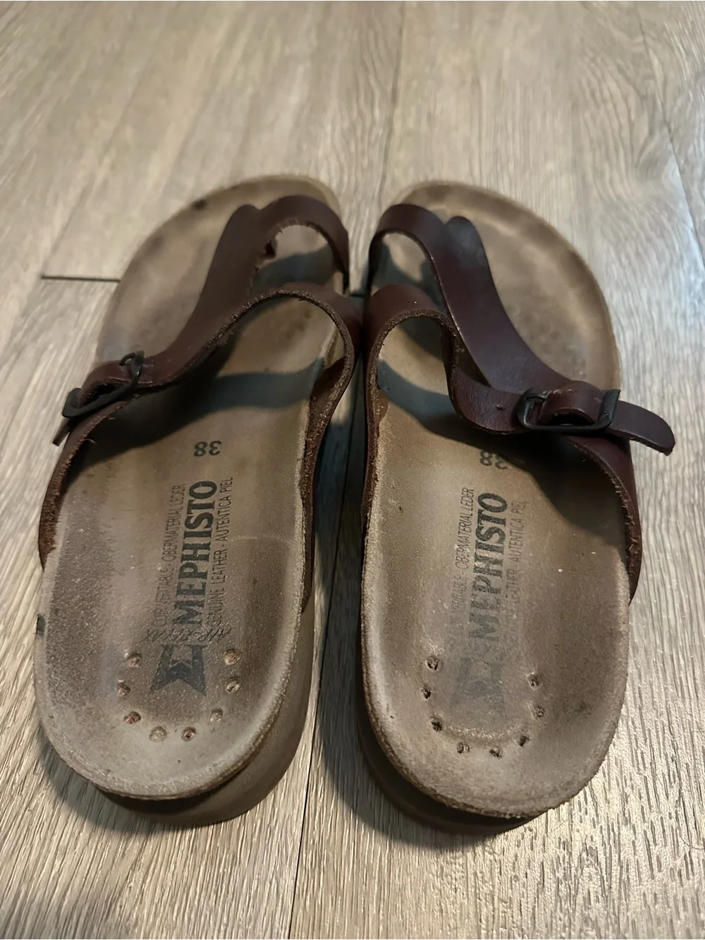 Mephisto Women's Helen Desert Brown Leather Adjustable Strap Sandals Sz 38